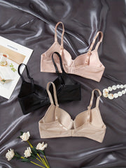 3pcs Bow Tie T Shirt Bras Push Up Women's Lingerie