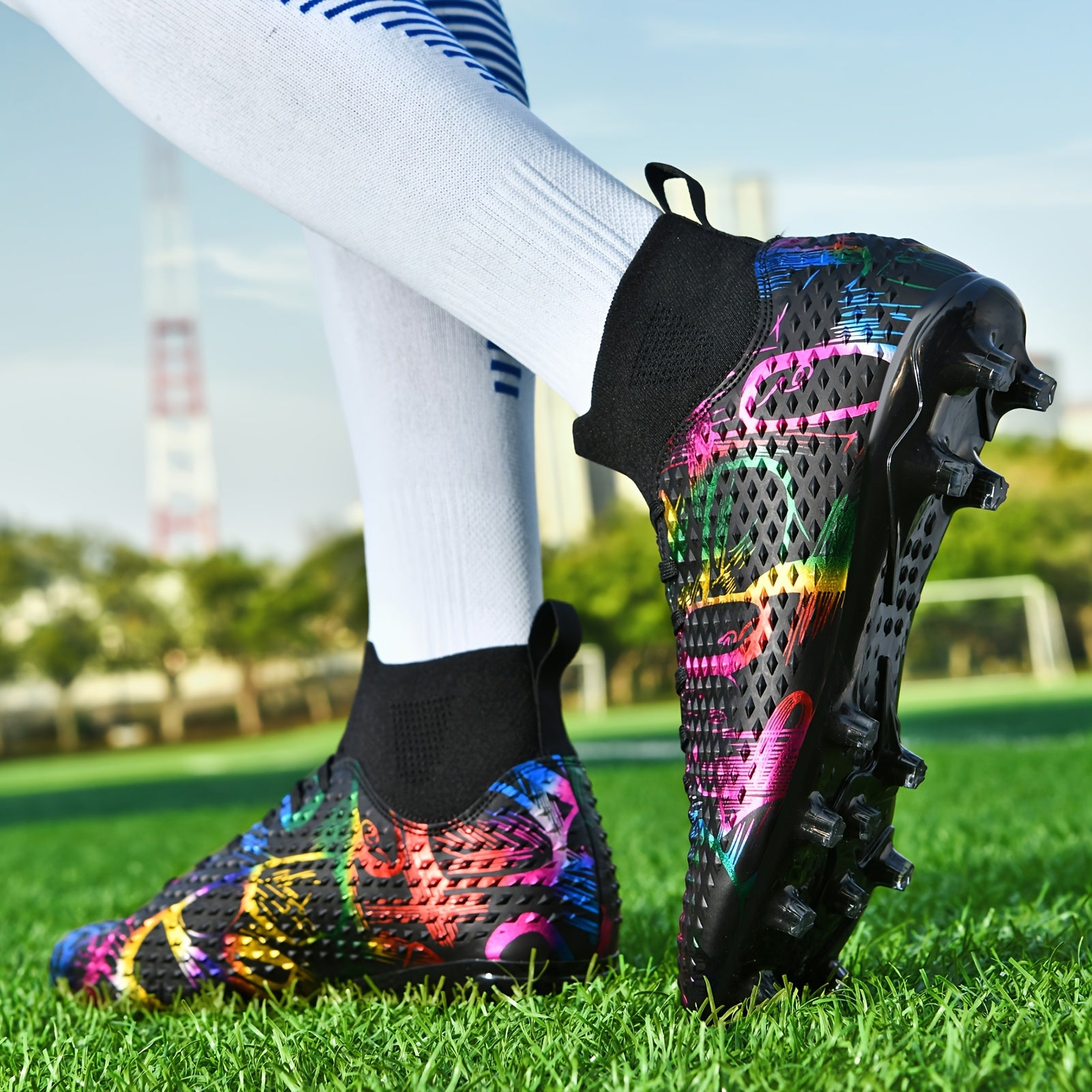 Boy's High Top Non Slip Football Cleat With Spikes