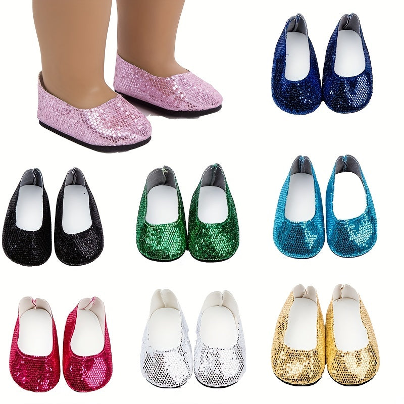 Sequin Pocket Doll Shoes for 18 inch American Dolls