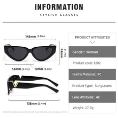 Striped V Triangle Cat Eye Sunglasses Small Frame Glasses