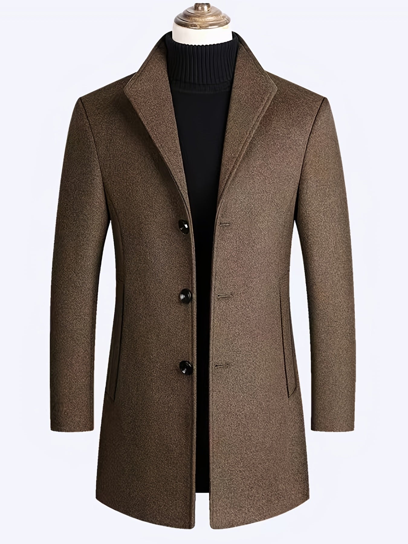 Men's Slim Long Woolen Business Coat