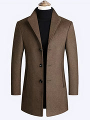 Men's Slim Long Woolen Business Coat