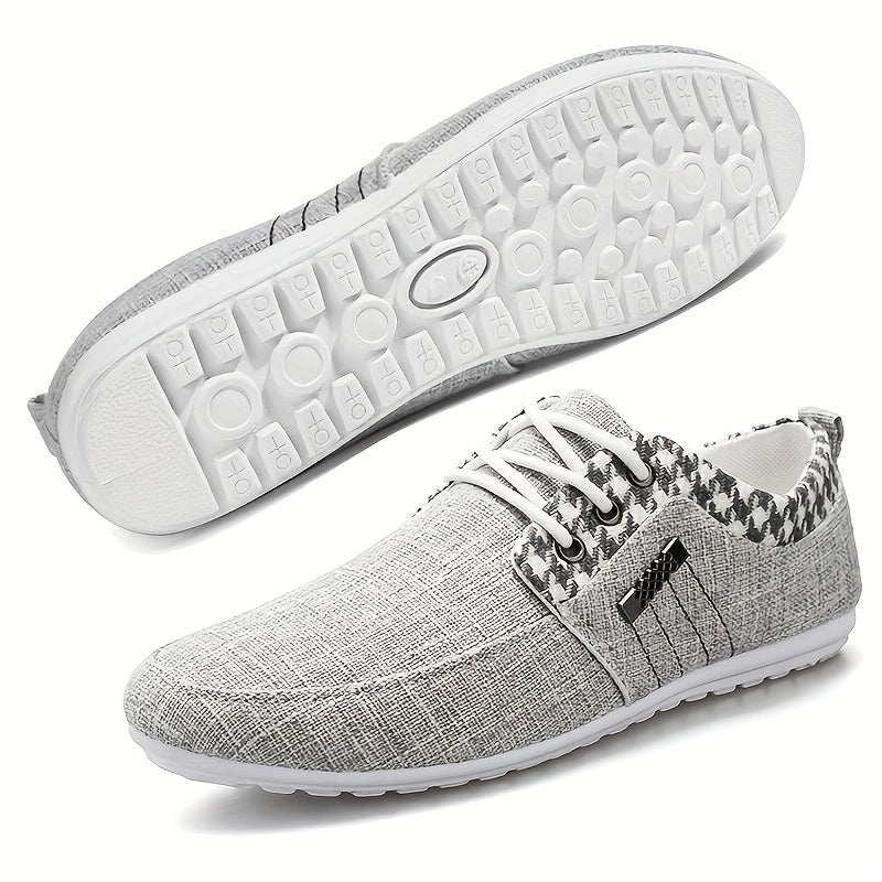 Men's Plaid Loafer Shoes Breathable Lightweight Non slip Canvas Shoes