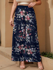  Boho Pants Women's Plus Floral Print Wide Leg Pants
