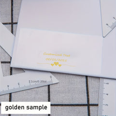 Custom Golden Transparent Heart Stickers - 40x30mm - Wedding Labels