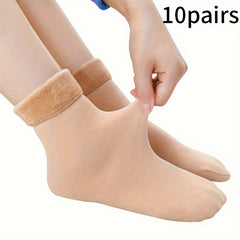 10 Pairs Plush Lined Socks Comfy & Warm Mid Tube Socks