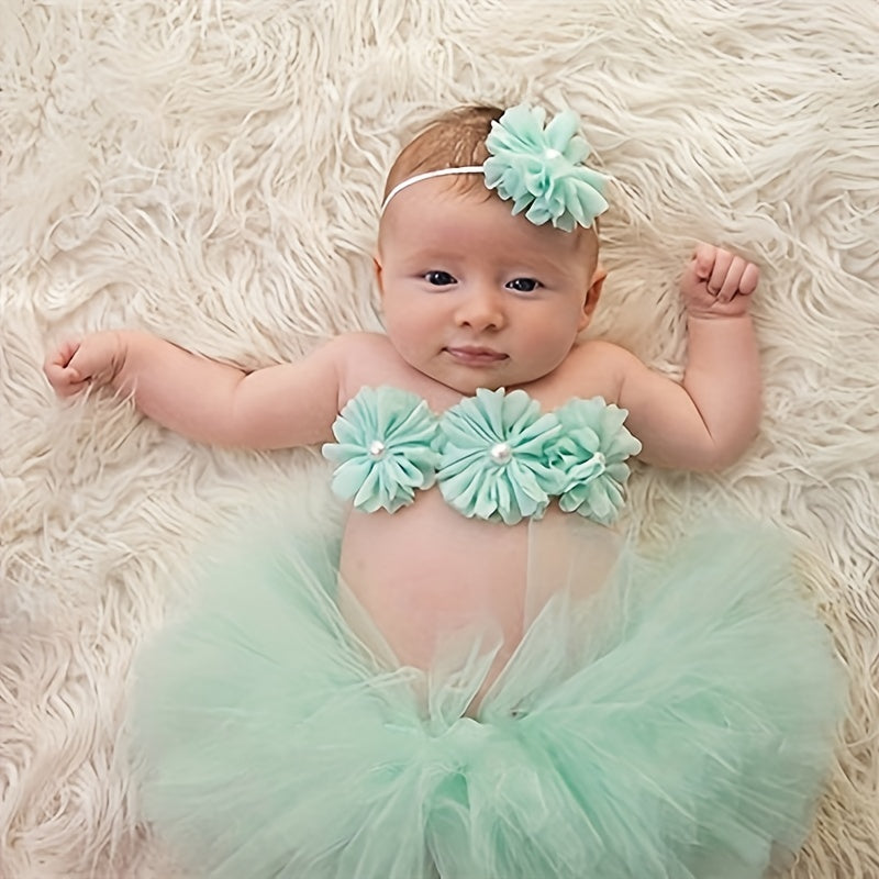 3 Piece Baby Girl Tutu Skirt Photo Props Set