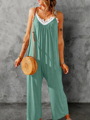 Summer Pocket Cami Jumpsuit Casual Backless Loose Jumpsuit