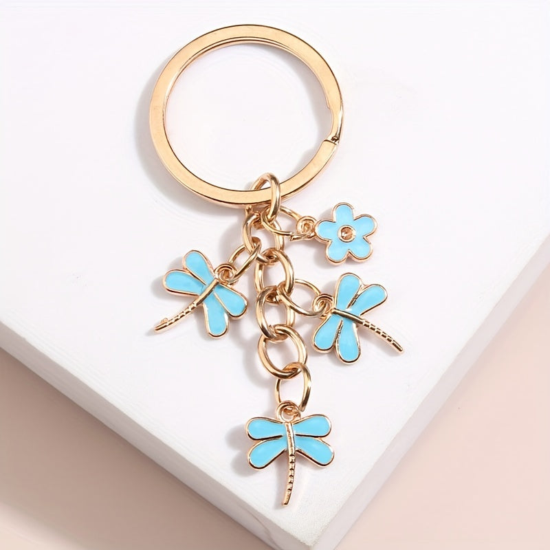 Dragon & Flower Keychain Metal Key Ring Handbag Car Charm Phone Pendant Gift