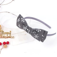 Christmas Bow Hair Band Double Checked Snowflake Ribbon Hair Band 6 Colors