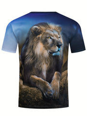 Men's Lion Print Short Sleeve T Shirt - Spring Summer