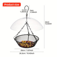 Rainproof Hanging Baffler Bird Feeder with Protective Cover for Outdoor Use