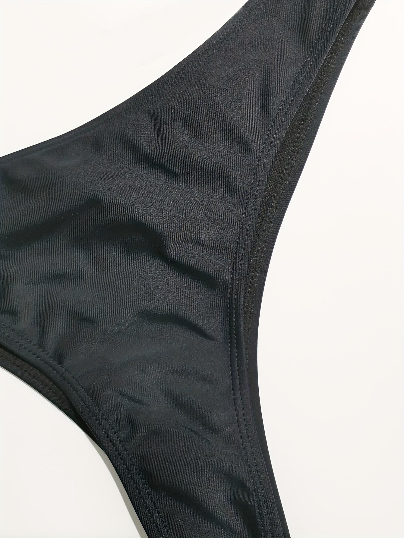 Criss Cross Strappy Back High Cut Black Bikini Set