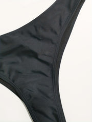 Criss Cross Strappy Back High Cut Black Bikini Set