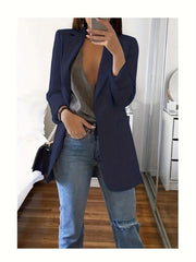  Casual Blazer Women's Solid Long Sleeve Suit Coat
