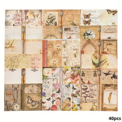 40pcs Retro Paper Note Library Series DIY Decorative Collage Base Material