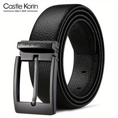 Men's Leather Belt With Pin Buckle Top Layer Cowhide Business Style