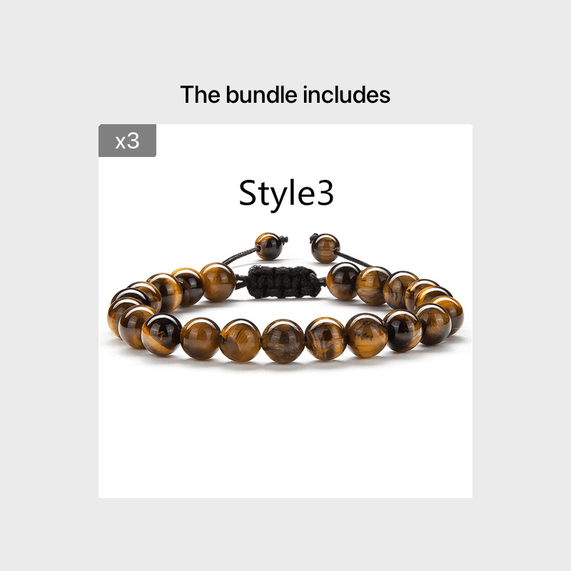 1PC Braided Rope Tiger Eye Stone Bracelet Men Women Matte Agate Bangle