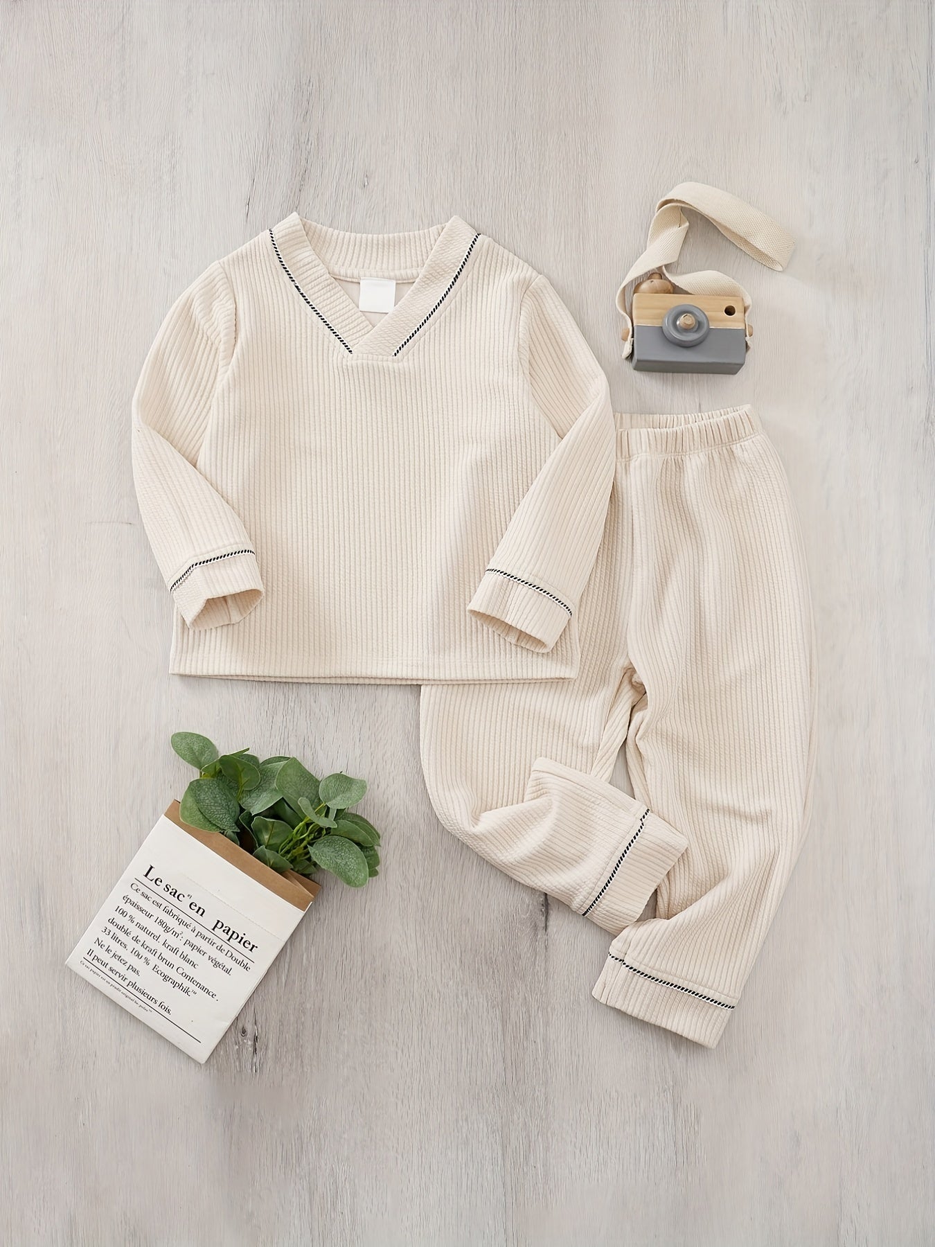 Toddler Pajama Set V Neck Pullover Top Pants Set