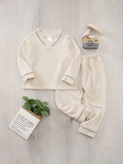 Toddler Pajama Set V Neck Pullover Top Pants Set
