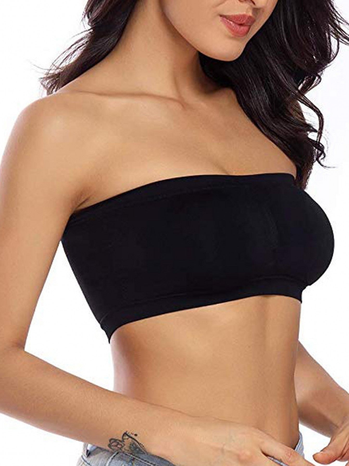  Removable Padding Bandeau Bra Women's Plus Non Underwire Double Layer