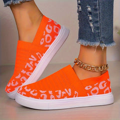 Leopard Print Comfort Walking Shoes Slip on Outdoor Casual Sneakers