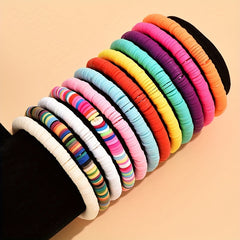 Colorful Polymer Beaded Stretch Bracelet Boho Beach Jewelry