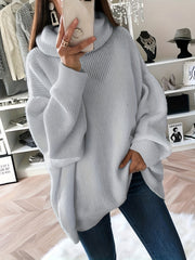  Casual Sweater Women's Plus Solid Long Sleeve Turtle Neck