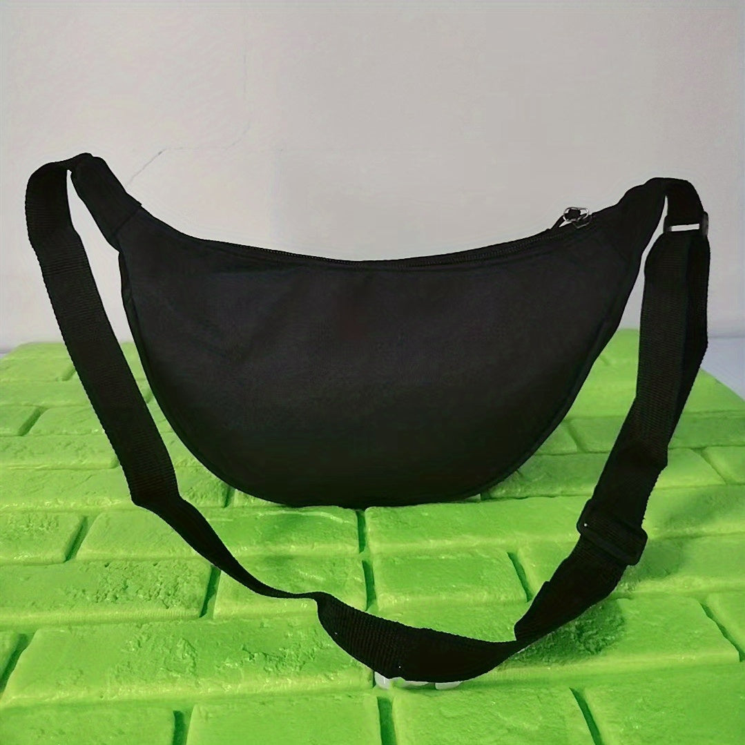 Half Moon Nylon Ladies Belt Bag Solid Crossbody Work Study