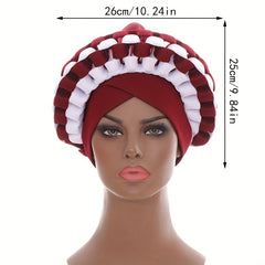 Wine Red Turban Head Wrap Inner Hijab Cap Lace Up Head Scarf