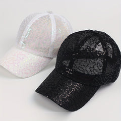 Glitter Trucker Hat Sequin Baseball Cap Lightweight Sunscreen Dad Hat