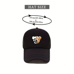 Skull Bear Print Trucker Hat Hip Hop Mesh Baseball Cap