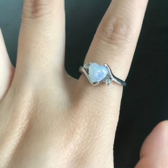 Moonstone Heart Rhinestone Ring Gift For Men And Women