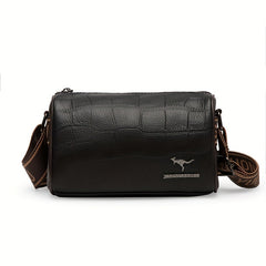 Crocodile Crossbody Bag with Letter Strap and Zipper Closure