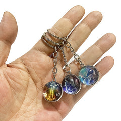 12 Constellation Luminous Keychain Time Stone Glass Ball Pendant Gift