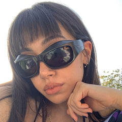 Y2K Wrap Around Sunglasses Thick Frame Sun Shades Unisex Sunscreen Glasses