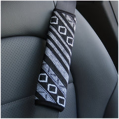 Ethnic Wind Linen Car Seat Belt Shoulder Pad Protective Cover