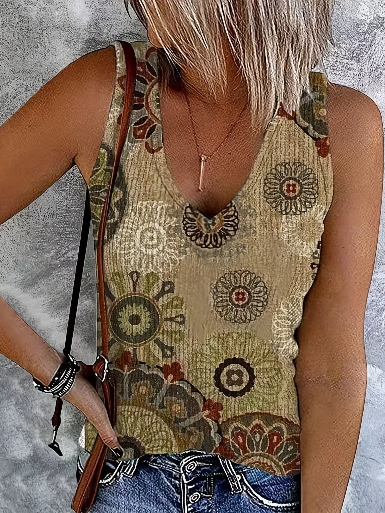  Tie Dye V Neck Tank Top