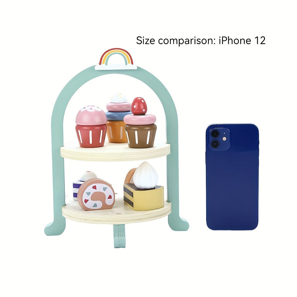 KABI Wooden Cake Pop Shop Playset Pretend Play Food Toy for Kids 3