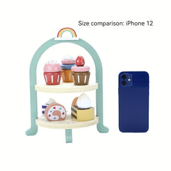 KABI Wooden Cake Pop Shop Playset Pretend Play Food Toy for Kids 3