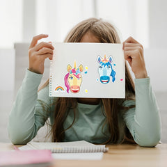 24pcs Unicorn Face Sticker Set DIY Craft Make Your Own Party Favor Supplies