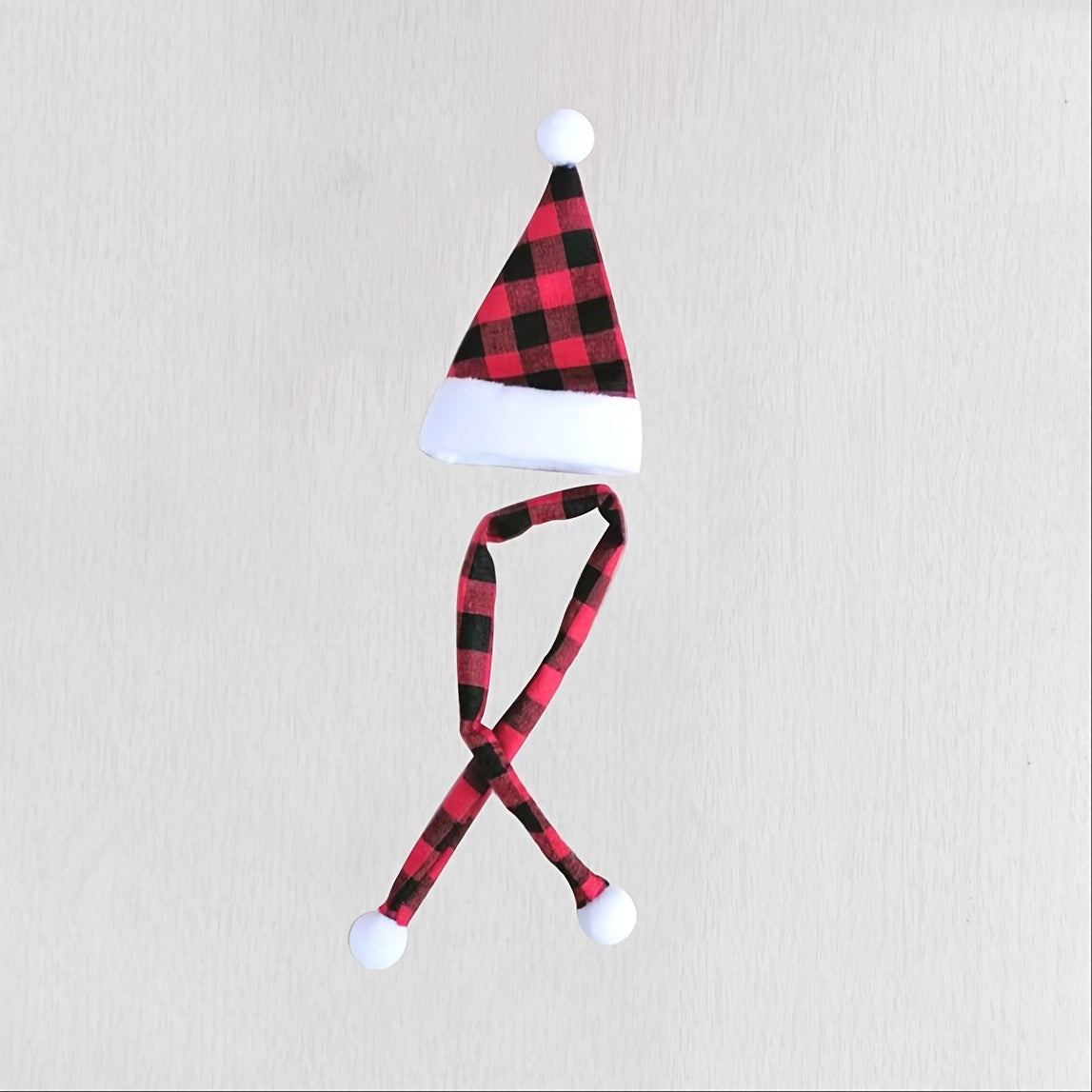 Mini Gingham Santa Hat Small Santa Hat With Scarf Christmas Flower Bottle Decor