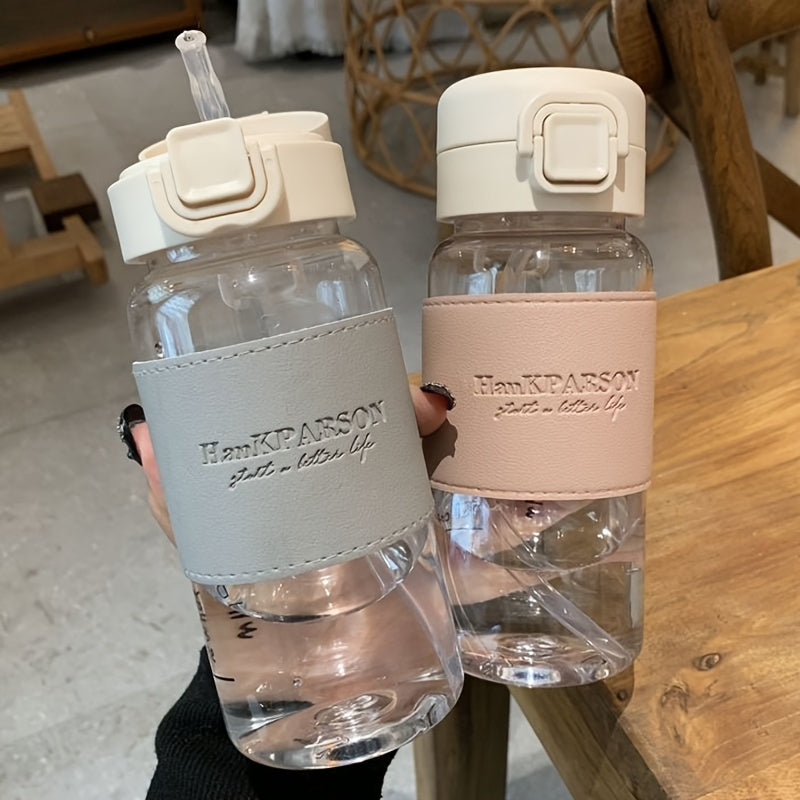 500ml Clear Plastic Water Cup with Straw for Sports Fitness