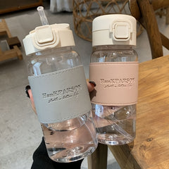 500ml Clear Plastic Water Cup with Straw for Sports Fitness