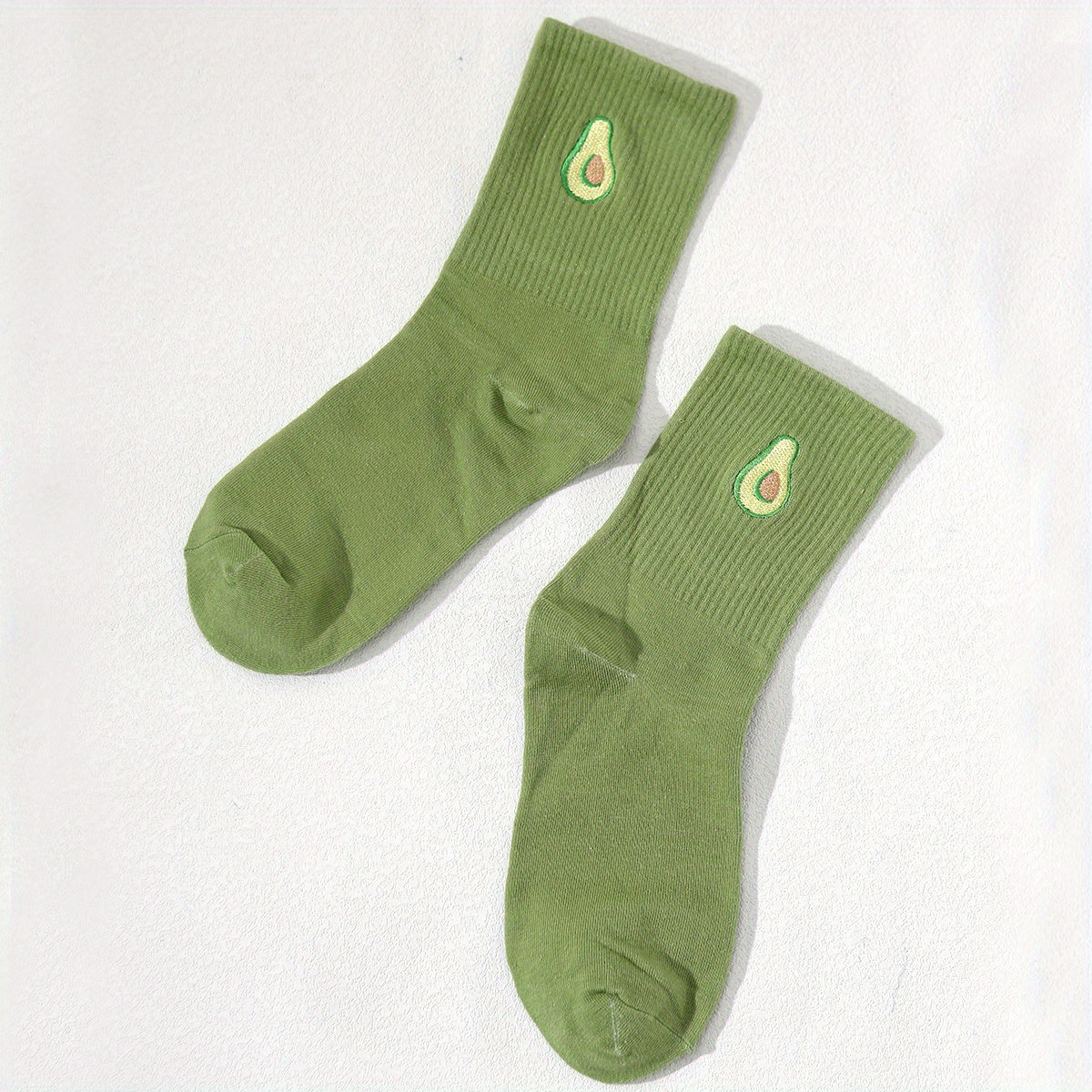 Avocado Embroidery Socks Comfy Mid Tube Women's Stockings