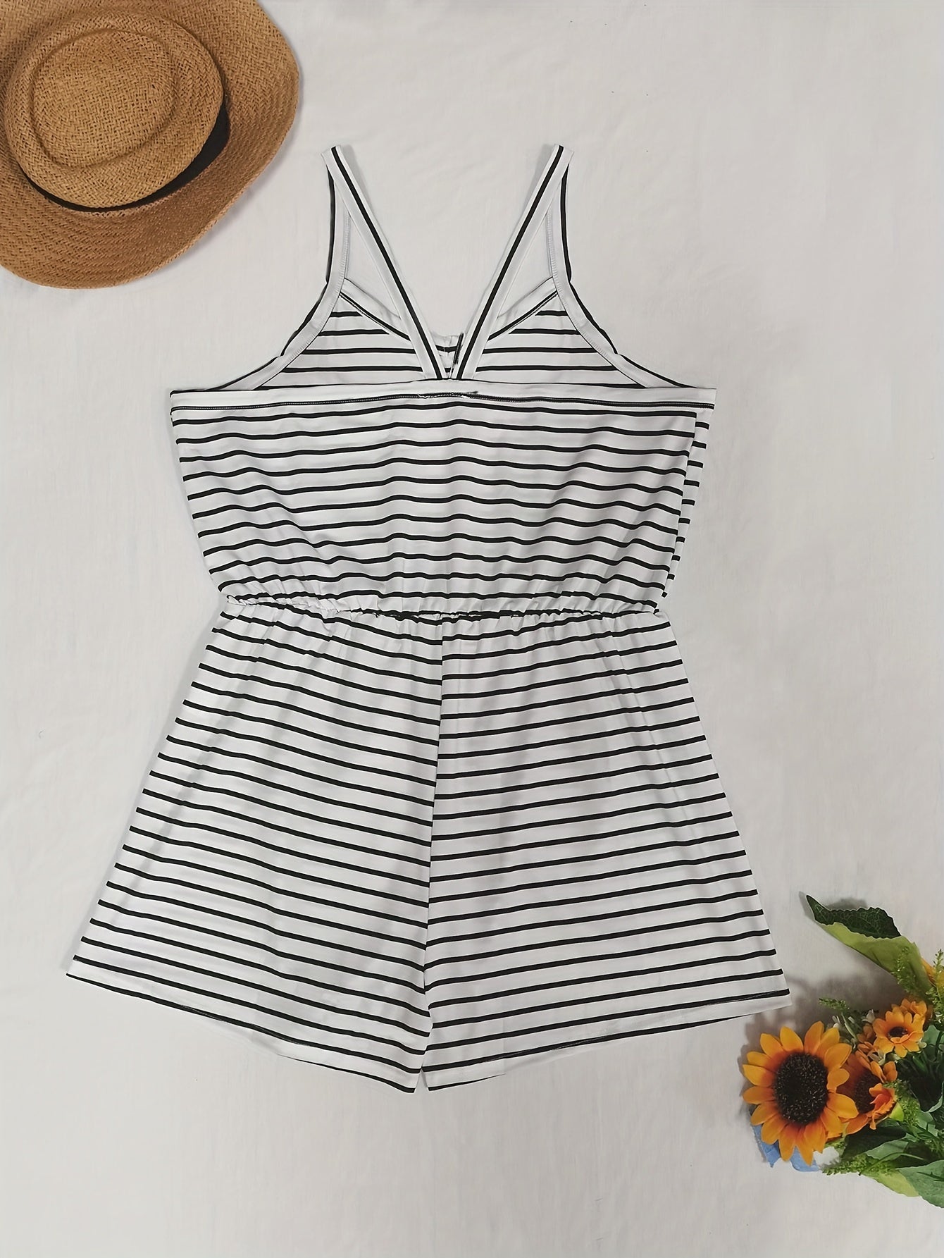 Striped Print Tank Jumpsuit Casual for Summer & Spring