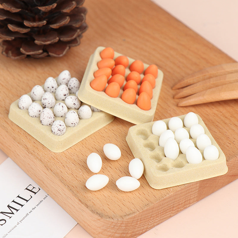 Dollhouse Kitchen Food Model Tray 16pcs Eggs Realistic Plastic Eggs
