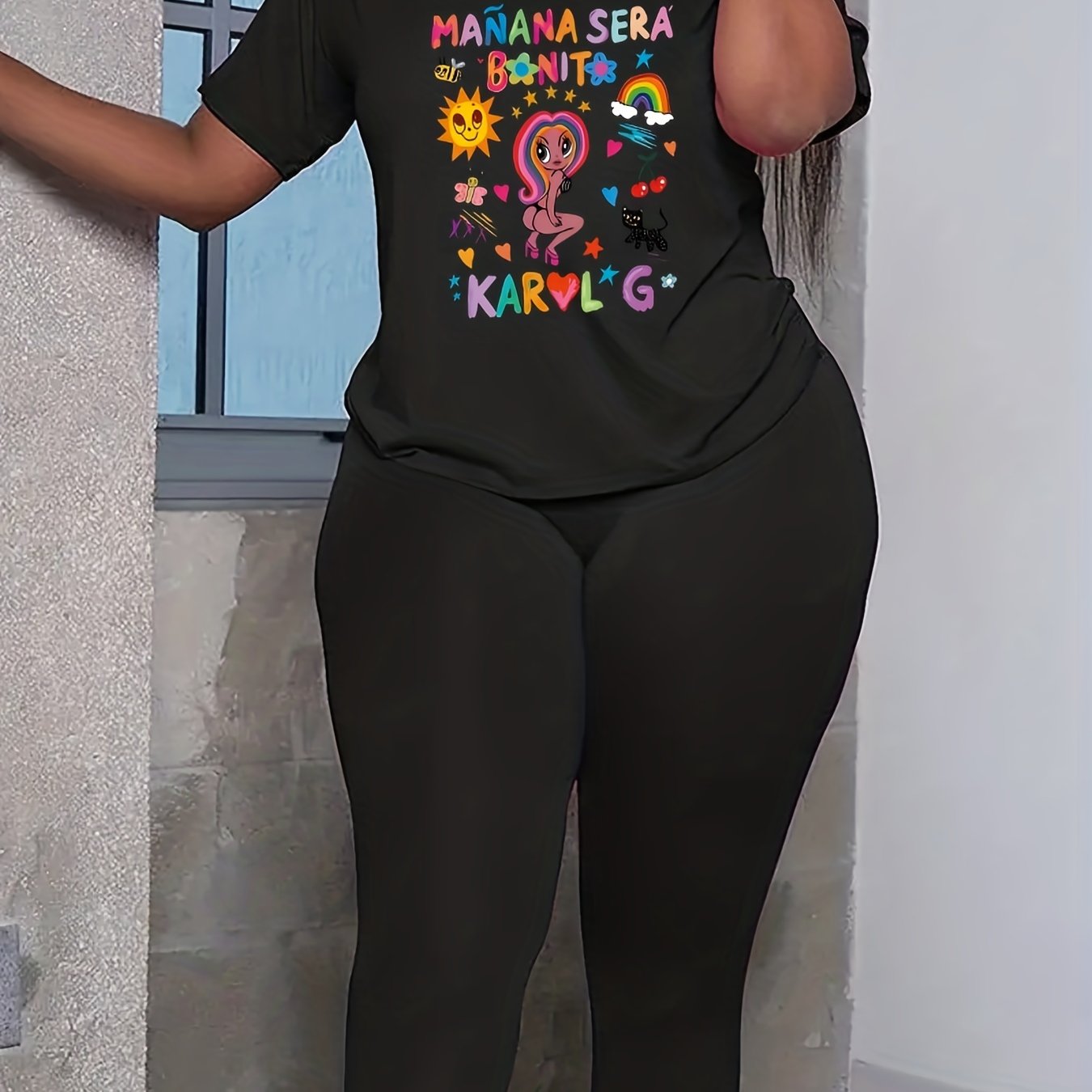  2 Piece Set Women's Graphic Print Top & Pants Outfits
