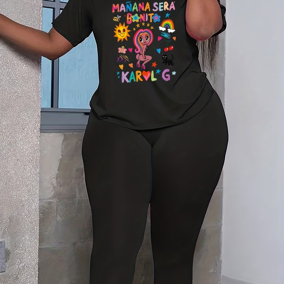  2 Piece Set Women's Graphic Print Top & Pants Outfits