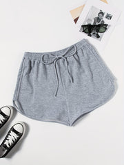 Basic Shorts Women's Plus Elastic Waist Tie Sporty Shorts
